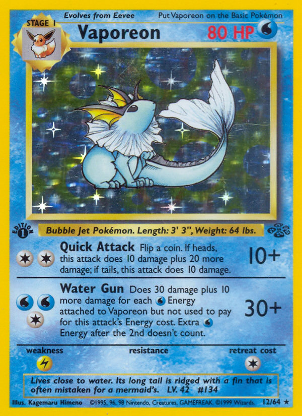 Vaporeon (12/64) [Jungle 1st Edition] | Arkham Games and Comics