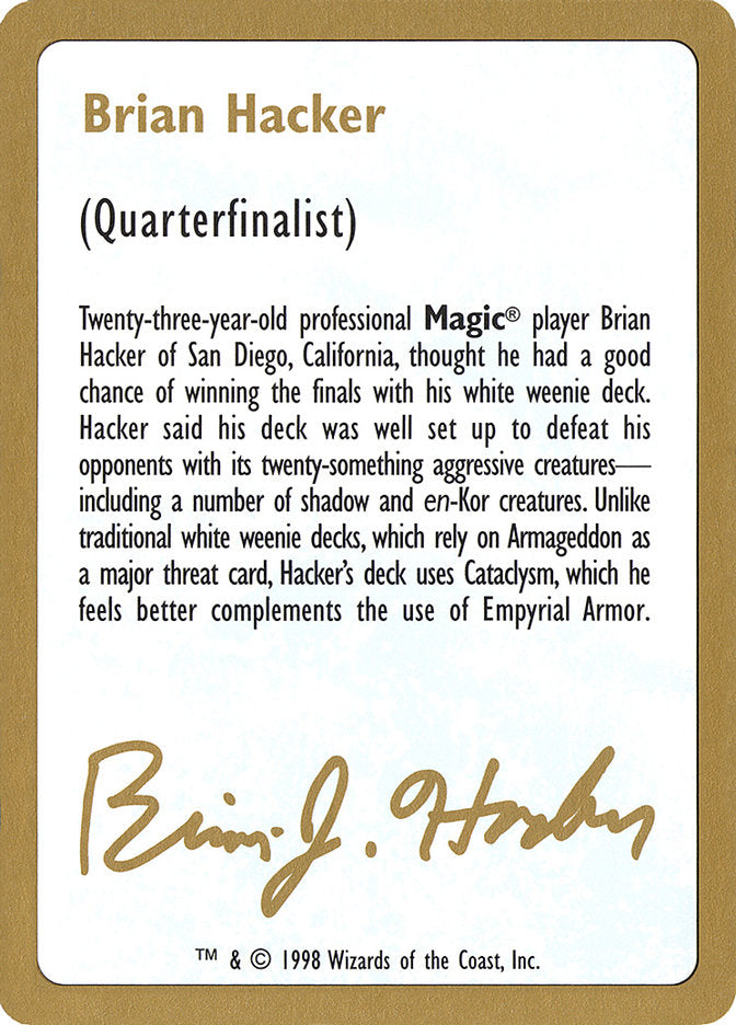 Brian Hacker Bio [World Championship Decks 1998] | Arkham Games and Comics