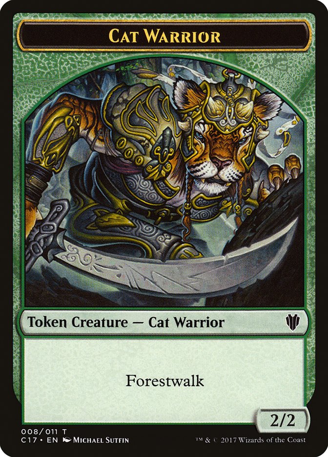 Cat Warrior Token [Commander 2017 Tokens] | Arkham Games and Comics