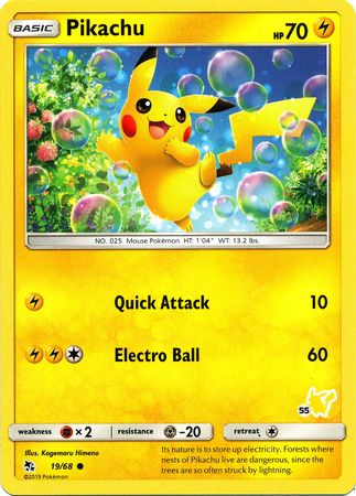 Pikachu (19/68) (Pikachu Stamp #55) [Battle Academy 2020] | Arkham Games and Comics