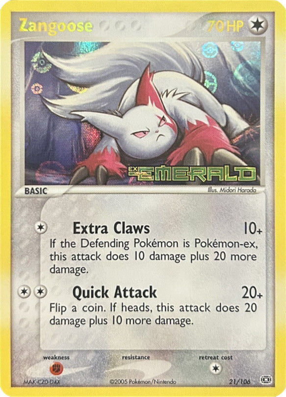 Zangoose (21/106) (Stamped) [EX: Emerald] | Arkham Games and Comics