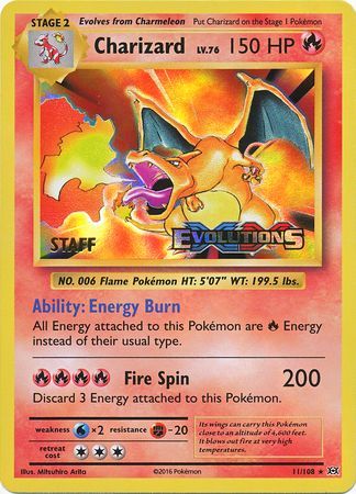 Charizard (11/108) (XY Evolutions Staff Prerelease) [XY: Black Star Promos] | Arkham Games and Comics