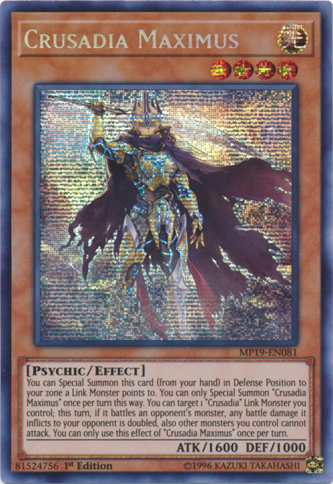 Crusadia Maximus [MP19-EN081] Prismatic Secret Rare | Arkham Games and Comics