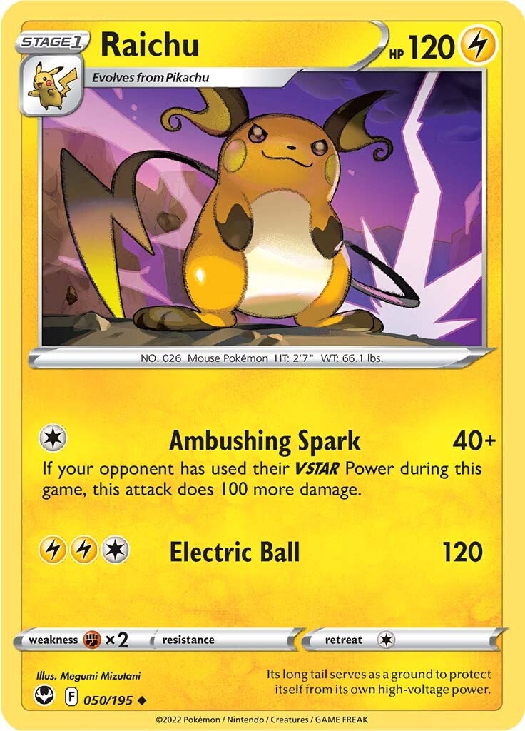 Raichu (050/195) [Sword & Shield: Silver Tempest] | Arkham Games and Comics