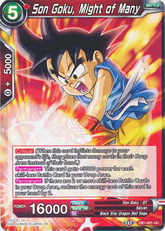 Son Goku, Might of Many (DB1-001) [Dragon Brawl] | Arkham Games and Comics