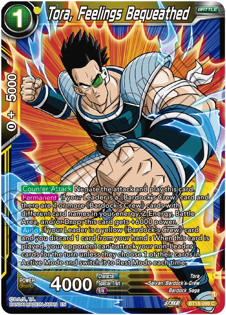Tora, Feelings Bequeathed (BT18-099) [Dawn of the Z-Legends] | Arkham Games and Comics