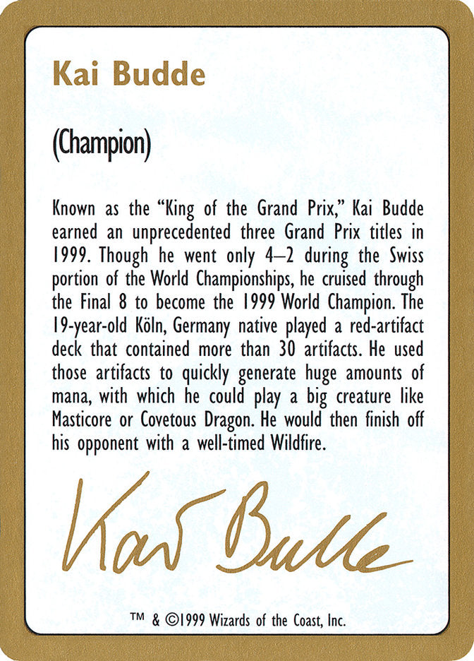 Kai Budde Bio [World Championship Decks 1999] | Arkham Games and Comics