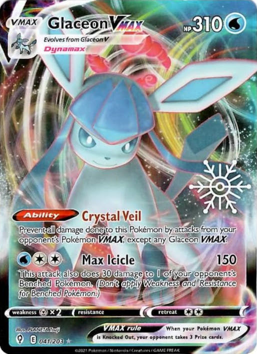 Glaceon VMAX (041/203) (Holiday Calendar) [Sword & Shield: Evolving Skies] | Arkham Games and Comics