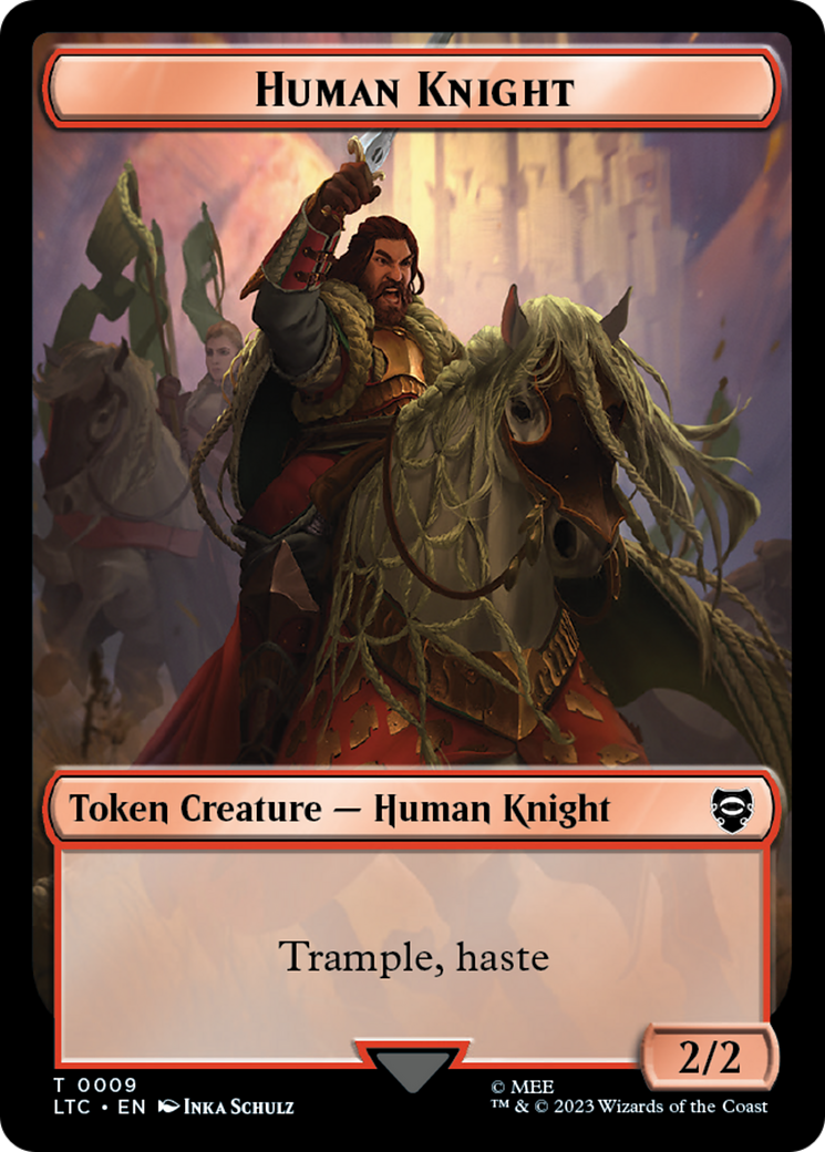 Human Knight // Human Double-Sided Token [The Lord of the Rings: Tales of Middle-Earth Commander Tokens] | Arkham Games and Comics