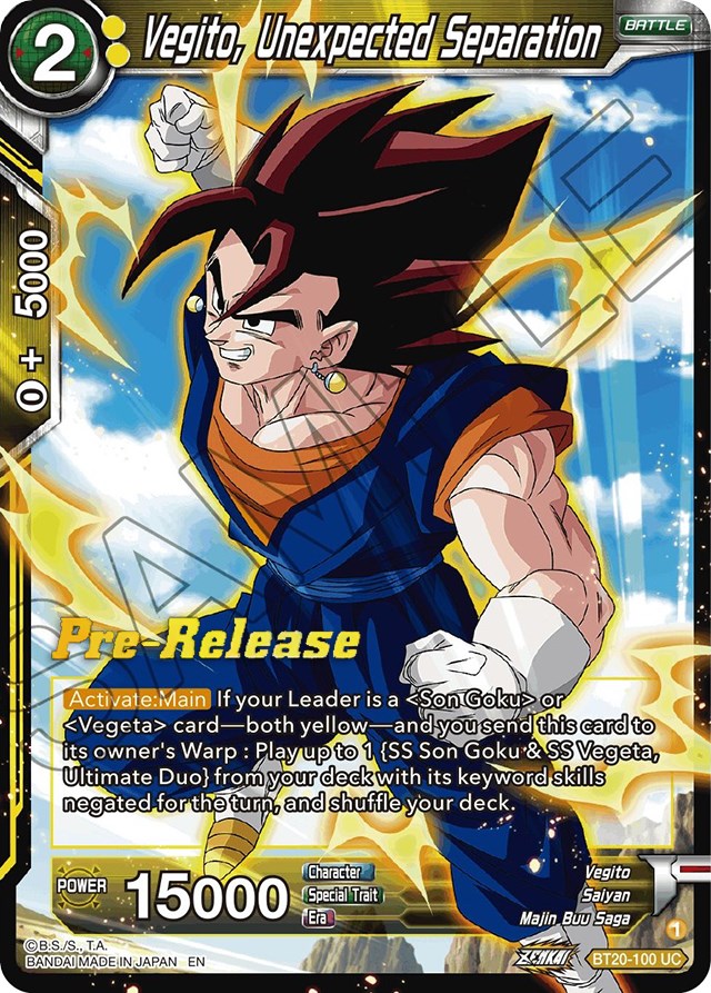 Vegito, Unexpected Separation (BT20-100) [Power Absorbed Prerelease Promos] | Arkham Games and Comics