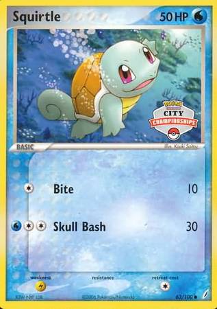 Squirtle (63/100) (City Championship Promo) [EX: Crystal Guardians] | Arkham Games and Comics