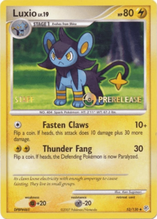 Luxio (52/130) (Prerelease Promo Staff) [Nintendo: Black Star Promos] | Arkham Games and Comics