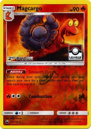 Magcargo (24/168) (League Promo 2nd Place) [Sun & Moon: Celestial Storm] | Arkham Games and Comics