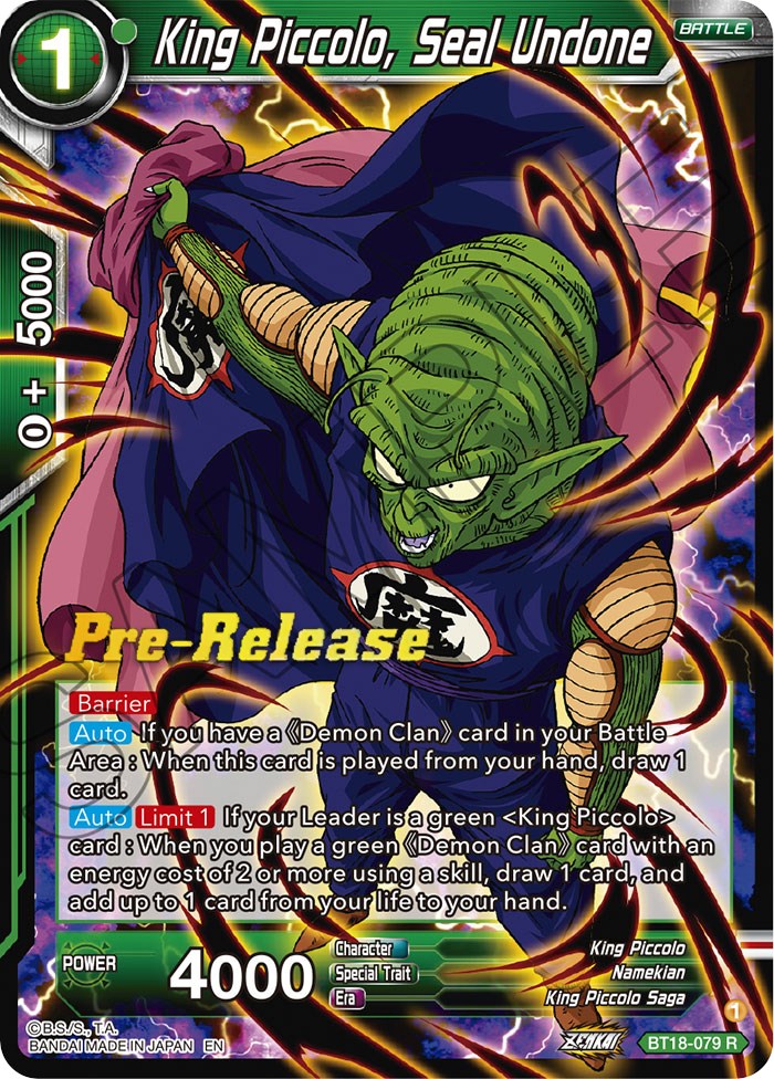 King Piccolo, Seal Undone (BT18-079) [Dawn of the Z-Legends Prerelease Promos] | Arkham Games and Comics