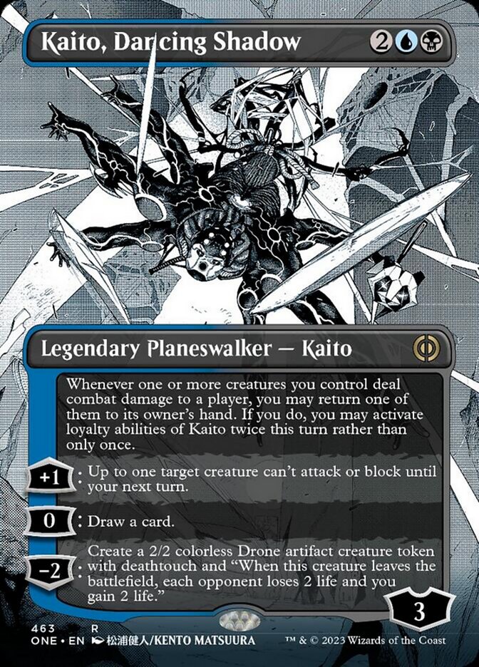 Kaito, Dancing Shadow (Borderless Manga Step-and-Compleat Foil) [Phyrexia: All Will Be One] | Arkham Games and Comics