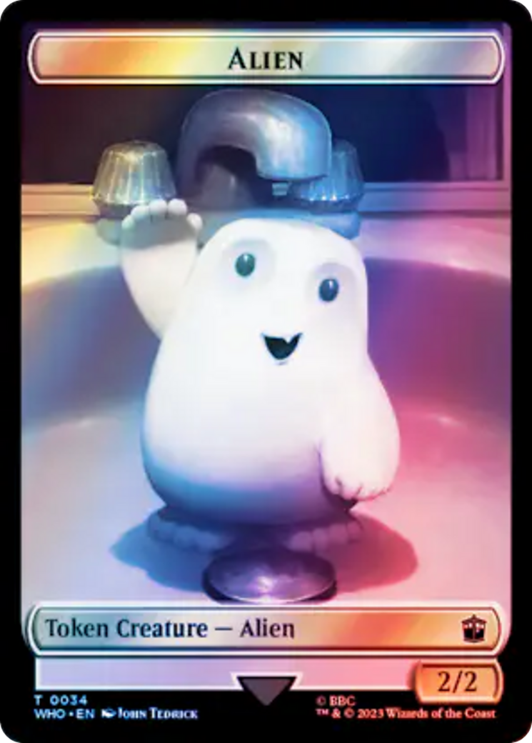 Alien // Alien Salamander Double-Sided Token (Surge Foil) [Doctor Who Tokens] | Arkham Games and Comics