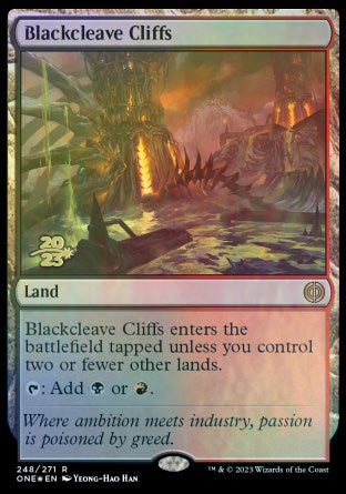 Blackcleave Cliffs [Phyrexia: All Will Be One Prerelease Promos] | Arkham Games and Comics