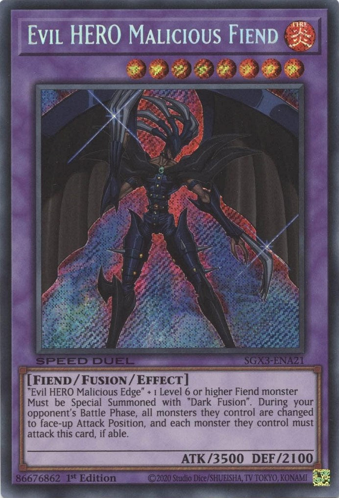 Evil HERO Malicious Fiend [SGX3-ENA21] Secret Rare | Arkham Games and Comics