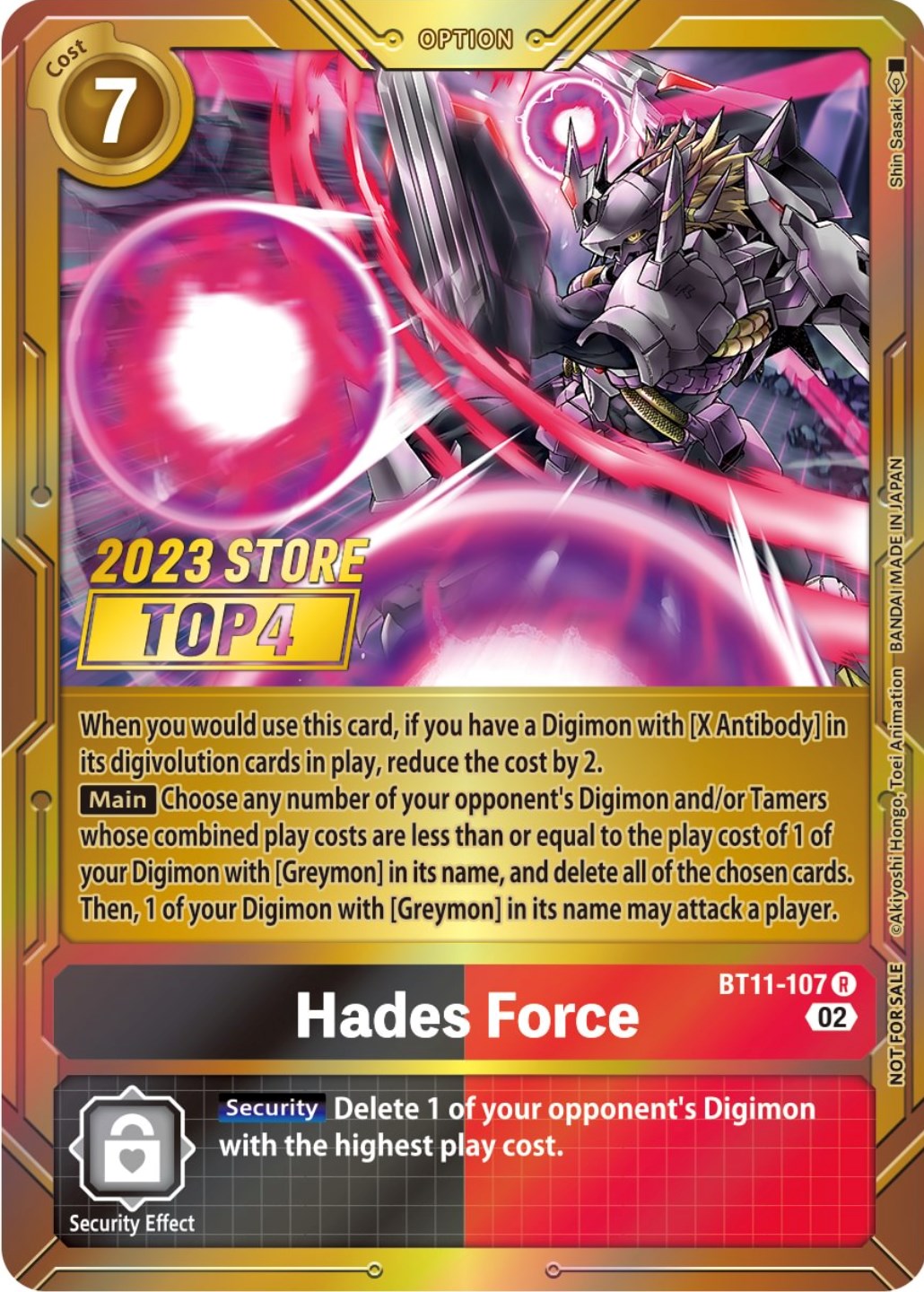 Hades Force [BT11-107] (2023 Store Top 4) [Dimensional Phase Promos] | Arkham Games and Comics