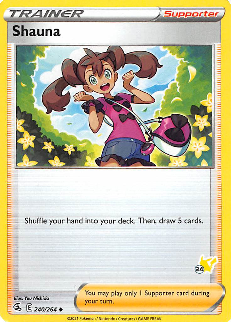 Shauna (240/264) (Pikachu Stamp #24) [Battle Academy 2022] | Arkham Games and Comics