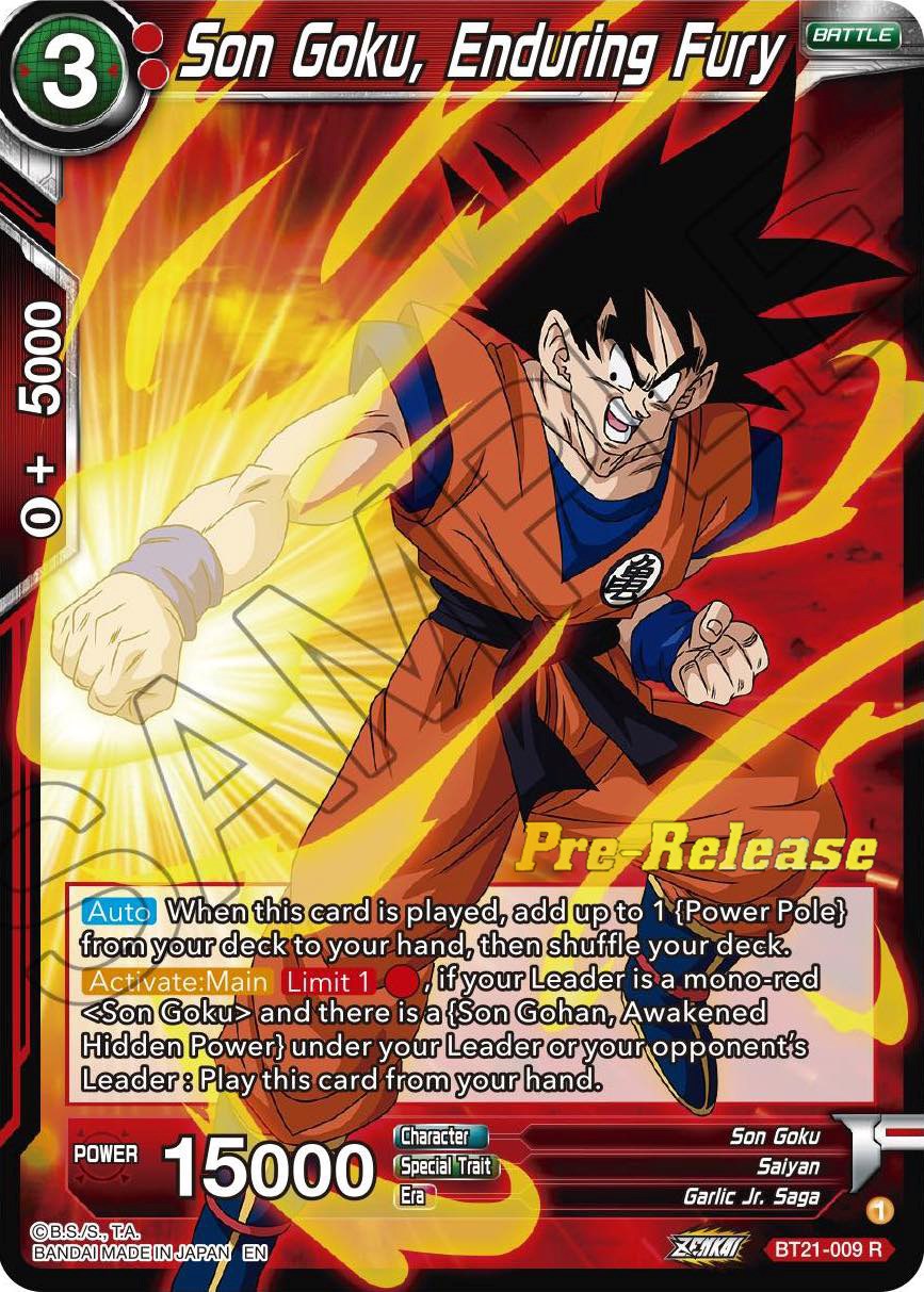 Son Goku, Enduring Fury (BT21-009) [Wild Resurgence Pre-Release Cards] | Arkham Games and Comics