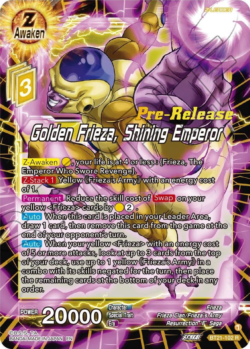 Golden Frieza, Shining Emperor (BT21-102) [Wild Resurgence Pre-Release Cards] | Arkham Games and Comics