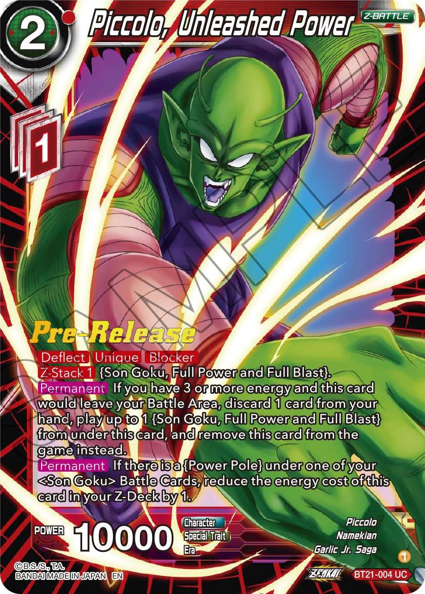 Piccolo, Unleashed Power (BT21-004) [Wild Resurgence Pre-Release Cards] | Arkham Games and Comics