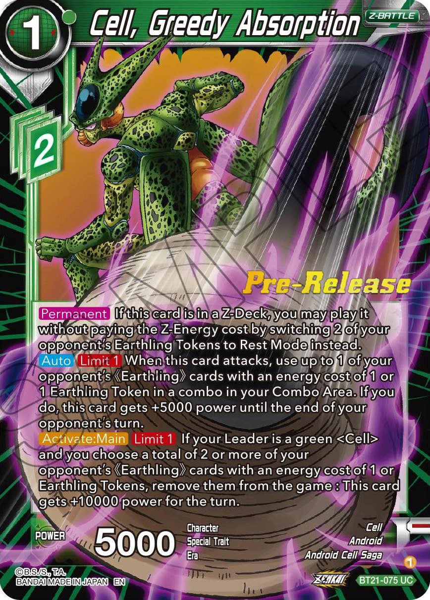 Cell, Greedy Absorption (BT21-075) [Wild Resurgence Pre-Release Cards] | Arkham Games and Comics