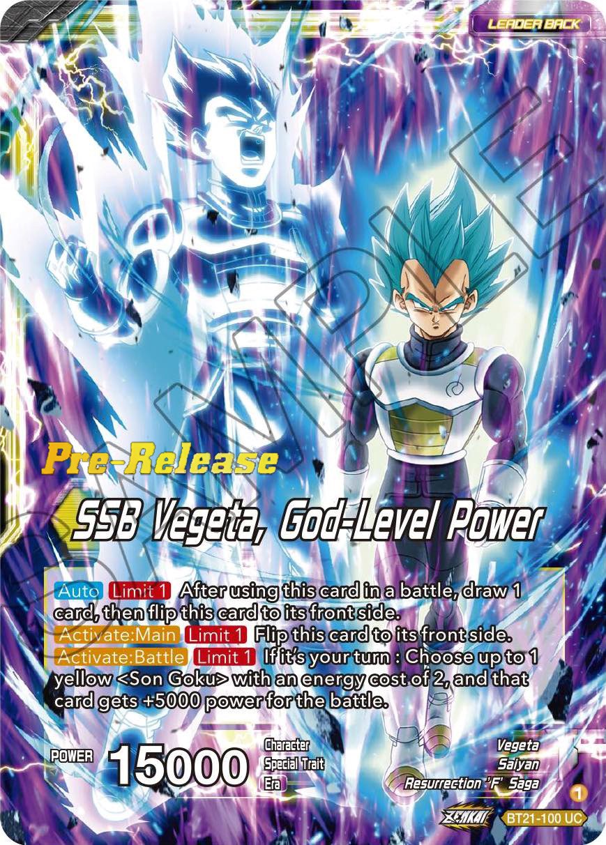 SSB Son Goku // SSB Vegeta, God-Level Power (BT21-100) [Wild Resurgence Pre-Release Cards] | Arkham Games and Comics