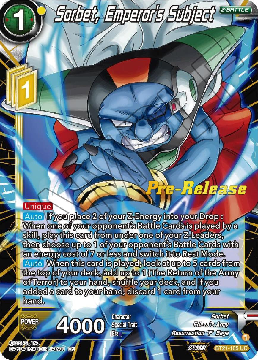 Sorbet, Emperor's Subject (BT21-105) [Wild Resurgence Pre-Release Cards] | Arkham Games and Comics