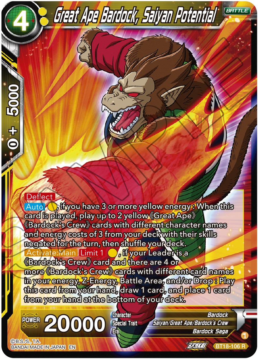 Great Ape Bardock, Saiyan Potential (BT18-106) [Dawn of the Z-Legends] | Arkham Games and Comics