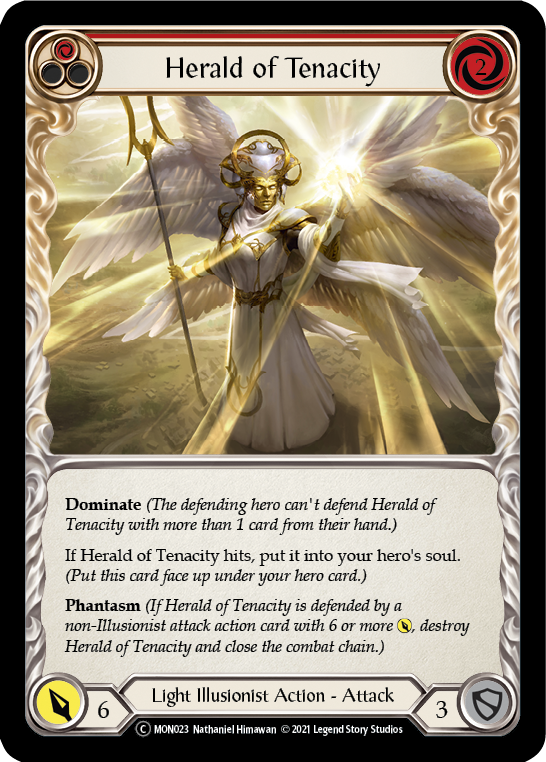 Herald of Tenacity (Red) [U-MON023-RF] (Monarch Unlimited)  Unlimited Rainbow Foil | Arkham Games and Comics