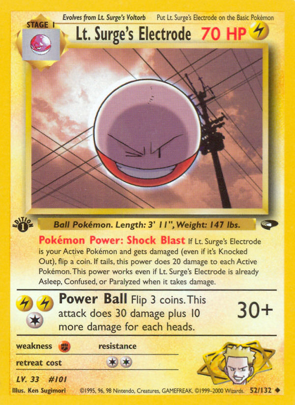 Lt. Surge's Electrode (52/132) [Gym Challenge 1st Edition] | Arkham Games and Comics