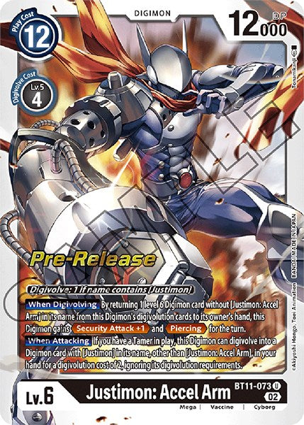 Justimon: Accel Arm [BT11-073] [Dimensional Phase Pre-Release Promos] | Arkham Games and Comics