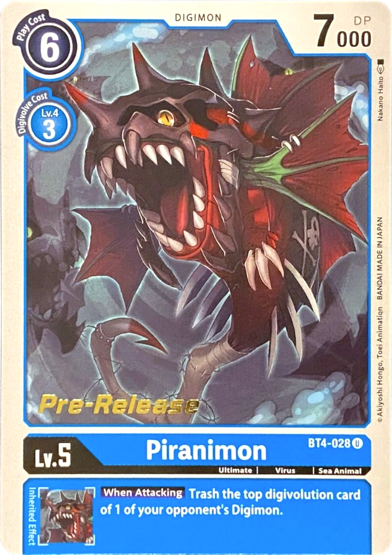 Piranimon [BT4-028] [Great Legend Pre-Release Promos] | Arkham Games and Comics