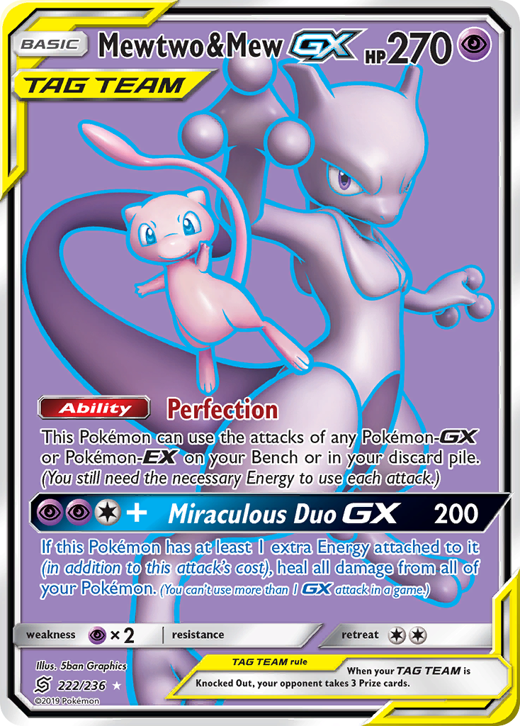 Mewtwo & Mew GX (222/236) [Sun & Moon: Unified Minds] | Arkham Games and Comics