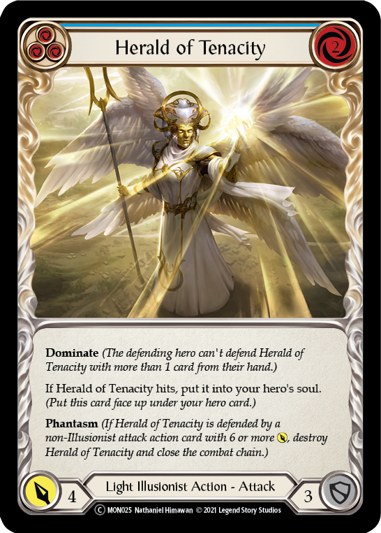 Herald of Tenacity (Blue) [U-MON025-RF] (Monarch Unlimited)  Unlimited Rainbow Foil | Arkham Games and Comics