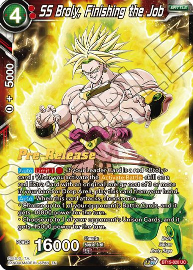 SS Broly, Finishing the Job (BT15-020) [Saiyan Showdown Prerelease Promos] | Arkham Games and Comics