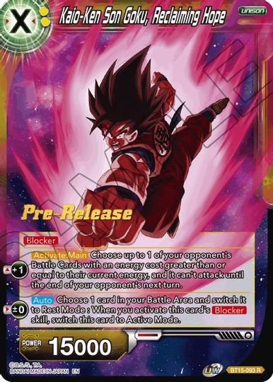 Kaio-Ken Son Goku, Reclaiming Hope (BT15-093) [Saiyan Showdown Prerelease Promos] | Arkham Games and Comics