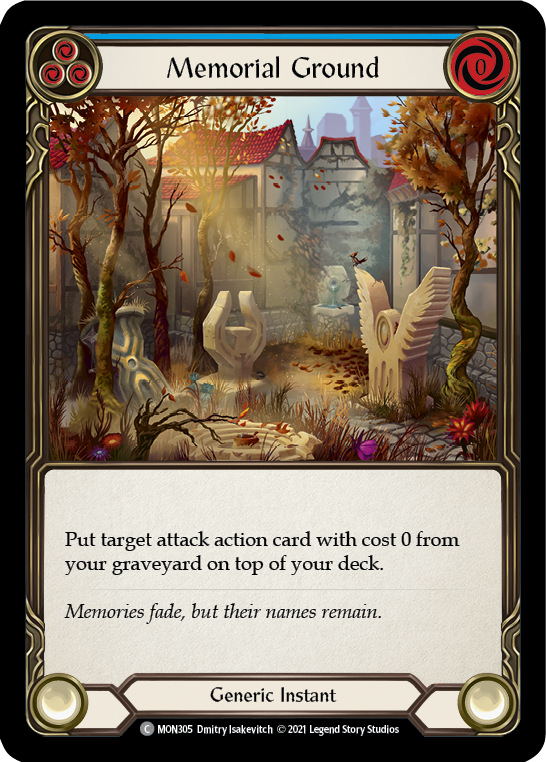 Memorial Ground (Blue) [MON305-RF] (Monarch)  1st Edition Rainbow Foil | Arkham Games and Comics