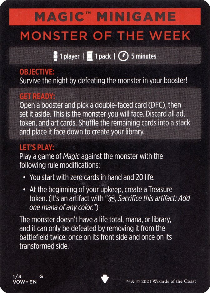 Monster of The Week (Magic Minigame) [Innistrad: Crimson Vow Minigame] | Arkham Games and Comics