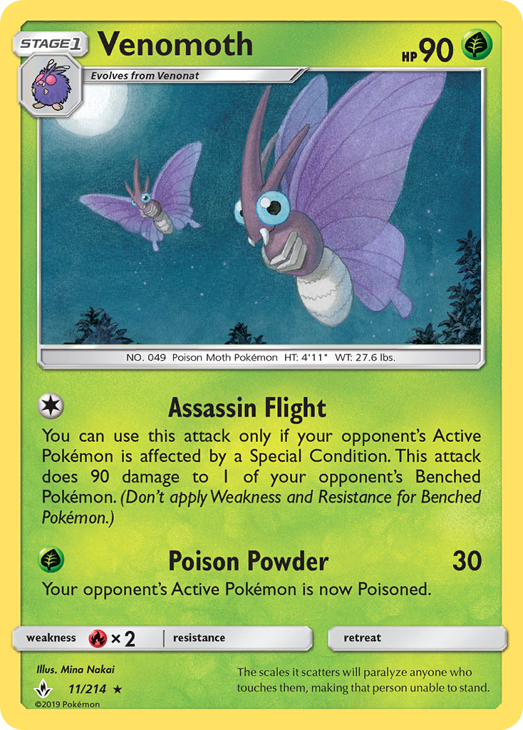 Venomoth (11/214) [Sun & Moon: Unbroken Bonds] | Arkham Games and Comics