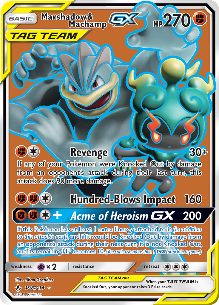 Marshadow & Machamp GX (198/214) [Sun & Moon: Unbroken Bonds] | Arkham Games and Comics