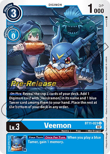 Veemon [BT11-023] [Dimensional Phase Pre-Release Promos] | Arkham Games and Comics