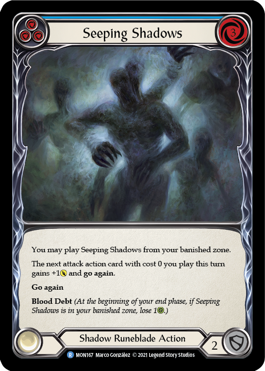 Seeping Shadows (Blue) [MON167-RF] (Monarch)  1st Edition Rainbow Foil | Arkham Games and Comics