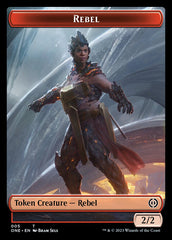 Rebel // Phyrexian Germ Double-Sided Token [Phyrexia: All Will Be One Commander Tokens] | Arkham Games and Comics