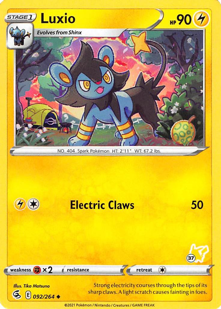 Luxio (092/264) (Pikachu Stamp #37) [Battle Academy 2022] | Arkham Games and Comics