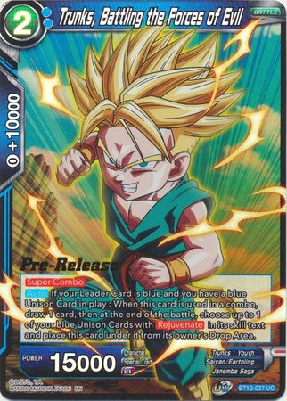 Trunks, Battling the Forces of Evil (BT12-037) [Vicious Rejuvenation Prerelease Promos] | Arkham Games and Comics