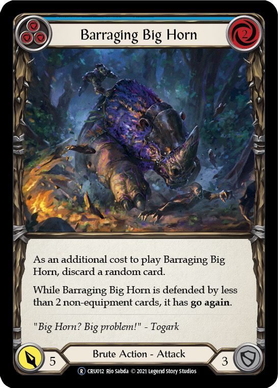 Barraging Big Horn (Blue) [U-CRU012] (Crucible of War Unlimited)  Unlimited Rainbow Foil | Arkham Games and Comics