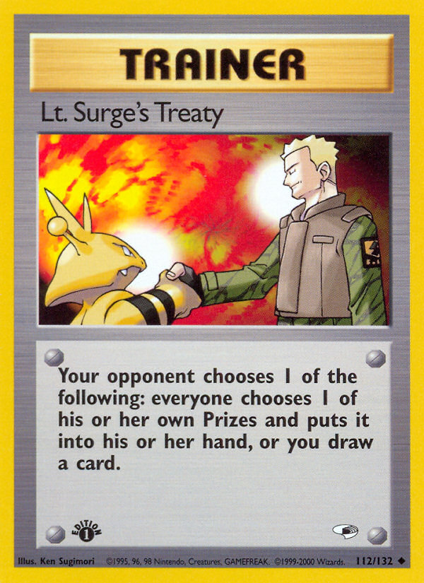 Lt. Surge's Treaty (112/132) [Gym Heroes 1st Edition] | Arkham Games and Comics